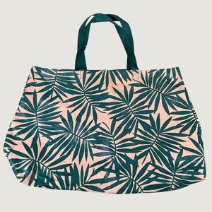 Open Story Reversible Tote Bag Green Palm Print Tyvek Water Resistant NWT